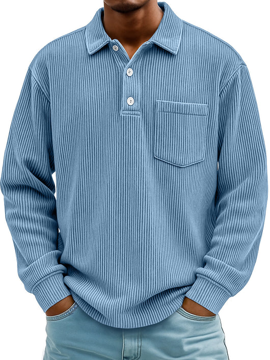 Polo Manga Larga de Pana a Rayas para Hombre - Image 11