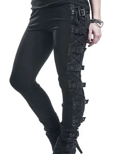 Leggins Góticos con Cordones y Cintura Alta Estilo Punk - Image 6