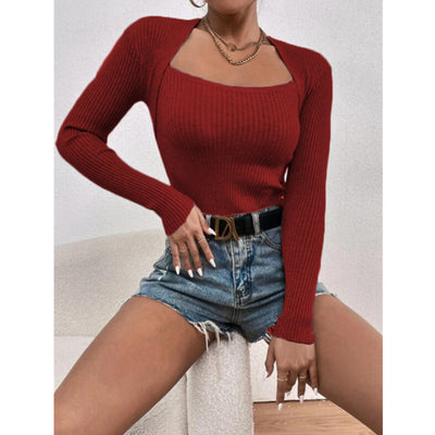 Blusa Ajustada de Punto Manga Larga para Mujer - Image 7
