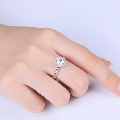Anillo de Plata 925 Flor Diamante Roto Moissanita para Propuesta de Matrimonio - Image 7