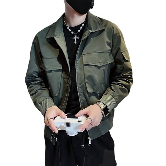 Chaqueta de Trabajo Retro con Cuello Mao para Hombre - Image 4