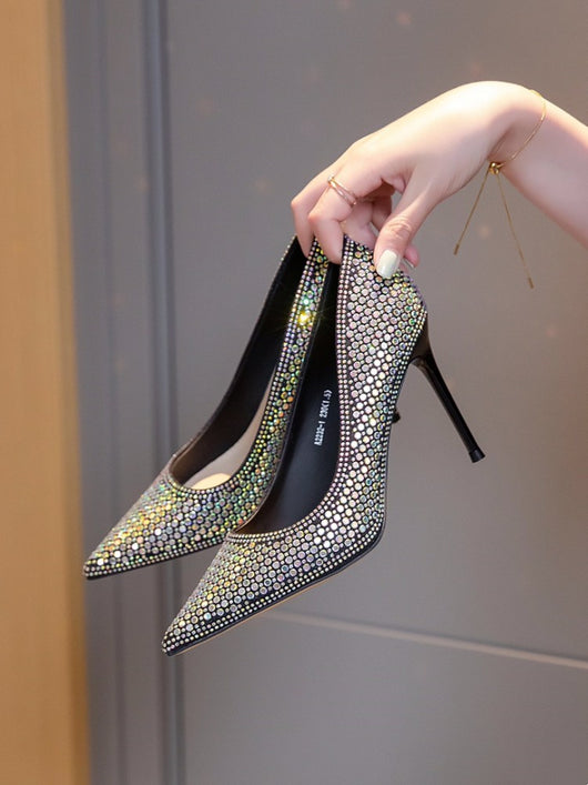 Zapatos de Tacón Stiletto Diamantados para Mujer - Pumps Elegantes Puntiagudos para Damas de Honor - Image 5