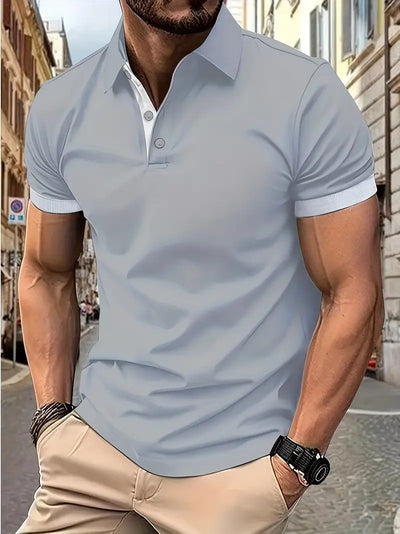 Polo Casual Holgado de Manga Corta Liso para Hombre - Image 8