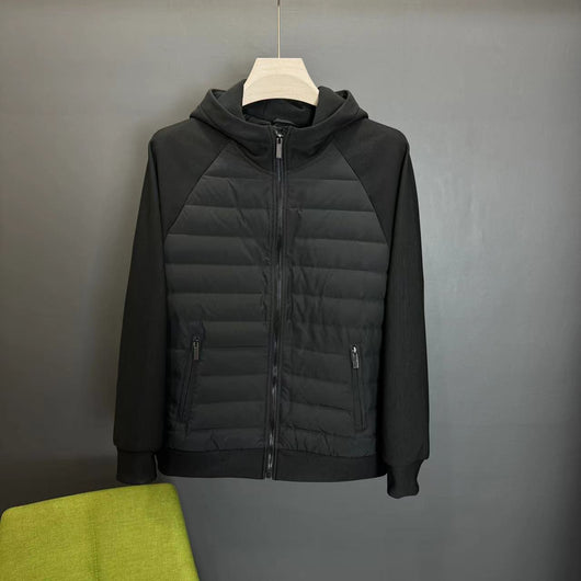 Chaqueta Acolchada con Capucha Patchwork Minimalista Ultraligera para Hombre - Image 6