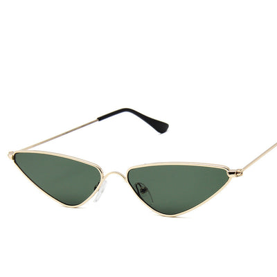Small frame triangle sunglasses with silver metal frames and vibrant yellow lenses, featuring black temple tips. - Image 14