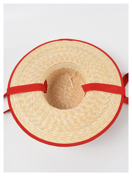 Sombrero de Paja Trenzado con Tiras - Estilo Europeo y Americano para Mujer - Image 18
