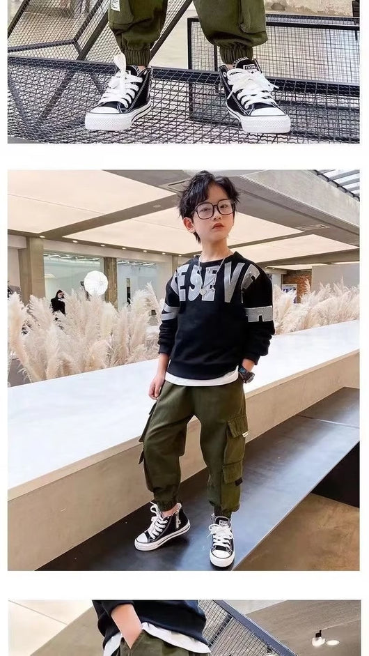Pantalones Casuales de Trabajo Fleece con Bolsillos Múltiples para Niños y Adolescentes - Image 14
