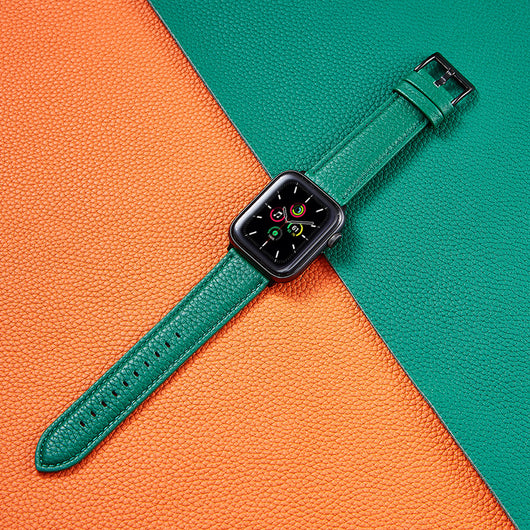 Correa de Cuero para Apple Watch SE - Patrón Lichi con Acabado Aceitado - Image 7