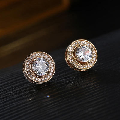 Aretes Hombre Circonita Diamante Completo Cielo Estrellado Redondos - Image 3