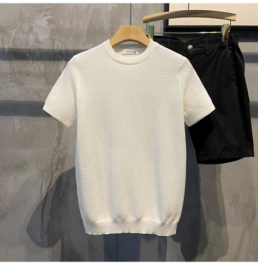 Camisa Slim Fit Textura Tejida de Manga Corta para Hombre - Image 20