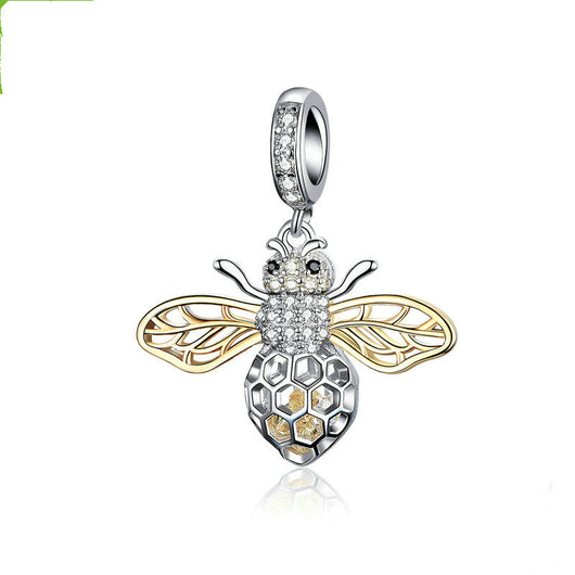Dije de Plata Esterlina Abeja Chapada en Oro Blanco - Image 5