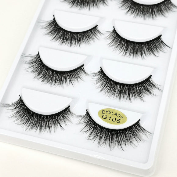 Set de 5 Pares de Pestañas Postizas 3D Voluminosas y Rizadas