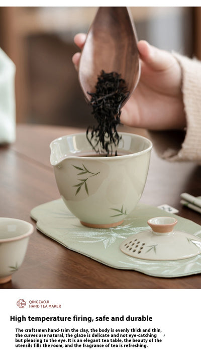 Juego de Té Portátil Bambú Pintado a Mano - Tetera y Taza Todo en Uno - Image 13