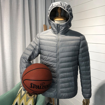 Chaqueta de Plumas Ligera para Hombre con Capucha Estilo Coreano - Image 25