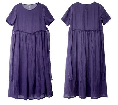 Vestido de Ramio para Mujer con Cuello Redondo y Mangas Cortas con Encaje - Image 12
