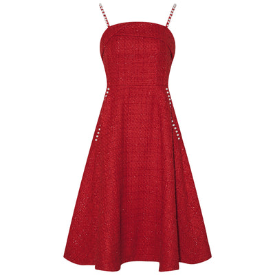 Vestido Tweed Perla con Tirante Retro para Mujer - Image 3