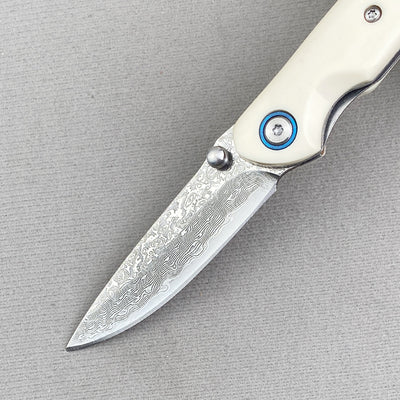 Cuchillo Plegable Portátil de Acero Damasco para Aventuras al Aire Libre - Image 11