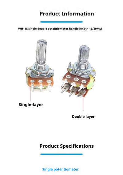 Potenciómetro Dual WH148 para Amplificadores de Potencia - Ajuste Preciso 1K a 500K - Image 13