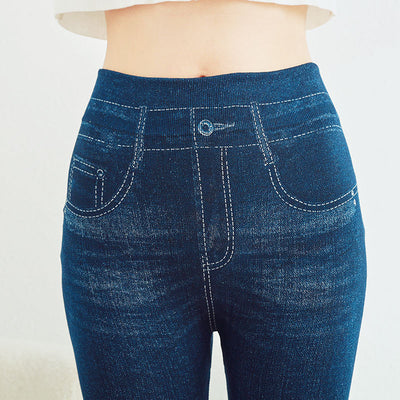 Shorts Capri de Talle Alto Elástico con Efecto Denim - Shorts de Seguridad - Image 11