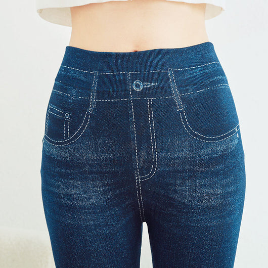 Shorts Capri de Talle Alto Elástico con Efecto Denim - Shorts de Seguridad - Image 11