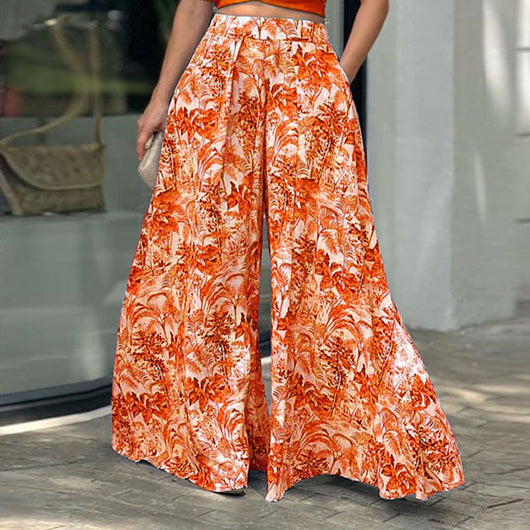 Conjunto Elegante: Blusa Manga Abullonada con Pantalón Ancho Estampado - Image 9