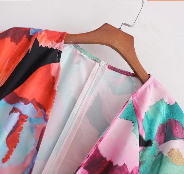 Jumpsuit Estilo Europeo Americano con Estampado de Moño, Cintura Alta y Corte Holgado