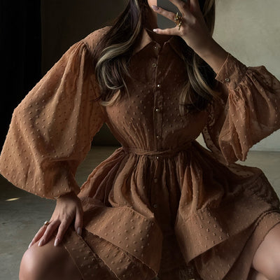 Vestido Camisero Elegante con Cinturón y Botones - Image 24