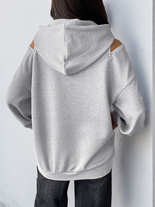 Sudadera Hoodie Gris Claro con Cordón Ajustable - Diseño Premium Europeo y Americano - Image 14