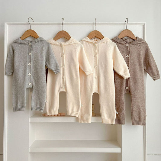 Pijama Enterizo con Capucha de Orejas de Osito Estilo Occidental