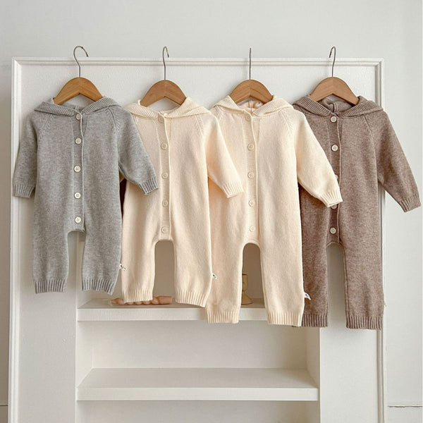 Pijama Enterizo con Capucha de Orejas de Osito Estilo Occidental