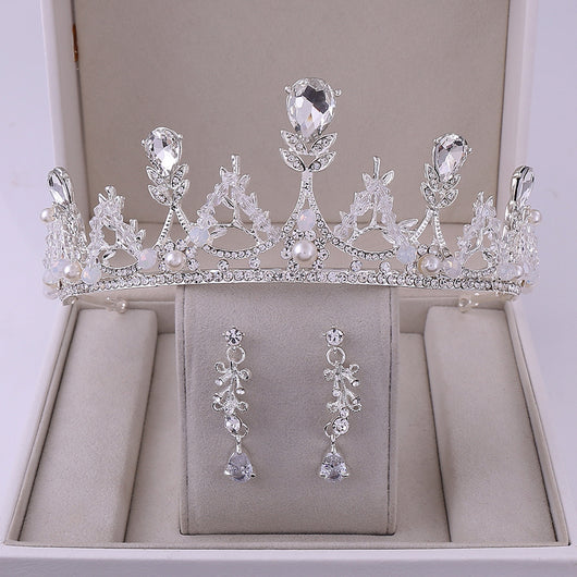 Juego de Corona y Aretes Nupcial Estilo Coreano - Image 29