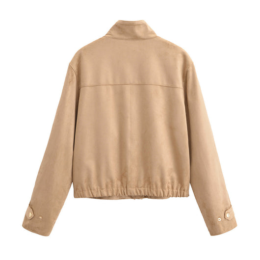 Chaqueta Casual de Cuello Alto en Ante y Forro Polar para Mujer - Image 9
