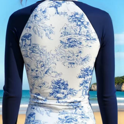 Traje de Baño Surf Azul Verdoso con Protección Solar y Estampado Porcelana - Image 5