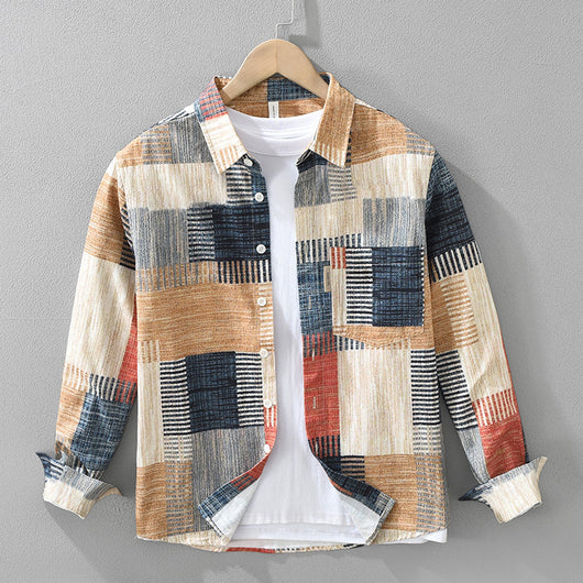 Camisa Estampada Japonesa de Manga Larga