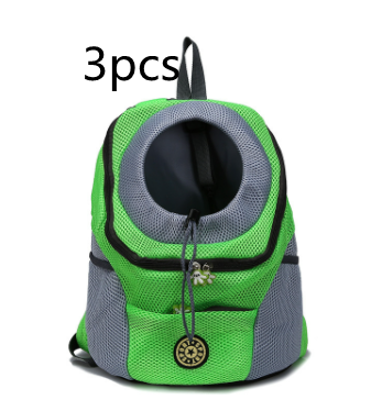 Lime green mesh pet backpack with grey trim, black zipper, and internal leash clip, shown from the front. - Image 16