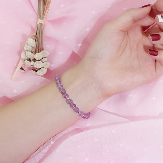 Pulsera de Cuentas Redondas Amatista Lavanda Natural - Image 8