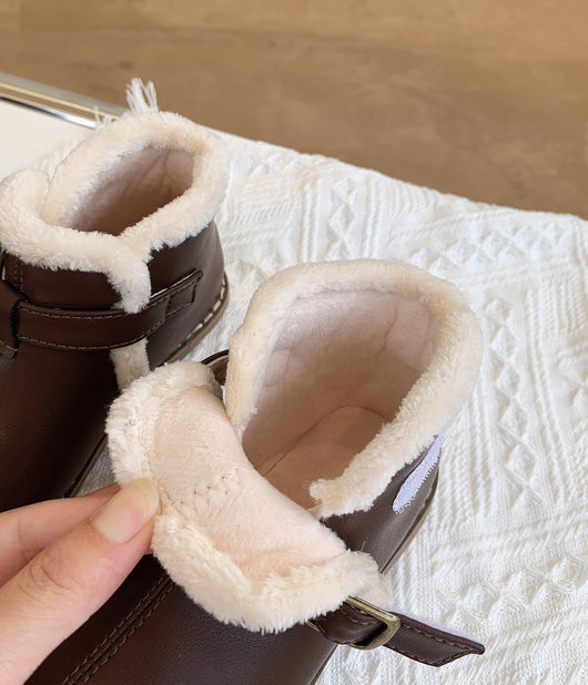 Zapatillas Coreanas de Lana Cardada con Cierre Velcro y Suela Suave - Image 9