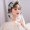 Conjunto de Diadema de Tul y Aretes con Flores para Mujer