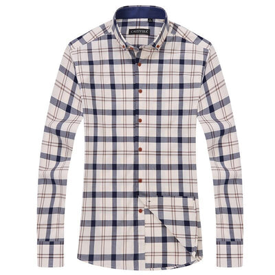 Camisa Manga Larga Cuadros Algodón Hombre Estilo Coreano Slim Casual - Image 6