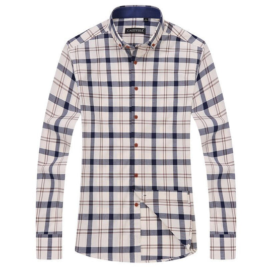 Camisa Manga Larga Cuadros Algodón Hombre Estilo Coreano Slim Casual - Image 6