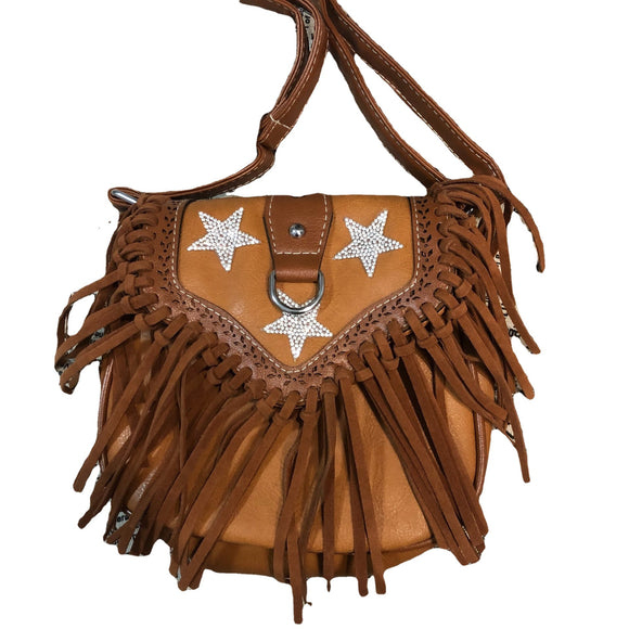 Bolso Bandolera Retro con Estrella Lentejuelas y Borlas