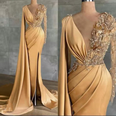 Vestido Largo de Encaje con Manga Larga para Tallas Grandes - Image 7