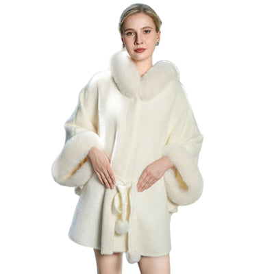 Abrigo Capa Talla Grande con Cuello de Peluche Versátil - Image 5