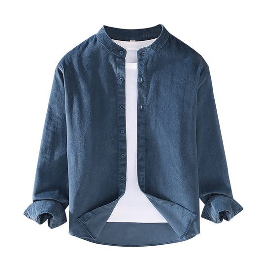 Chaqueta Camisa Retro de Pana para Hombre con Cuello Alzado - Image 3