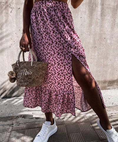 Falda Larga Floral con Cintura Elástica - Diseño Vuelo A-Línea - Image 3