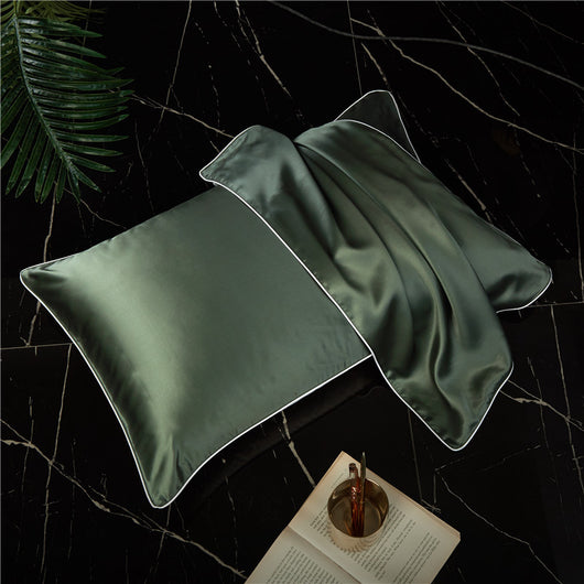 Funda de Almohada de Seda Satinada Liso de Un Lado - Image 8