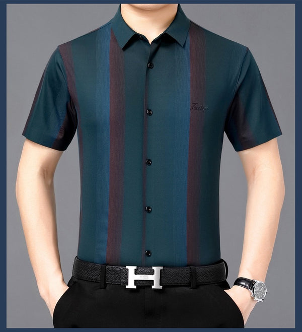 Camisa Casual de Hombre Verano Rayas Contraste Suelta