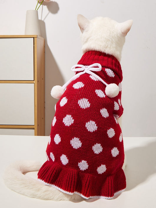 Suéter para Mascotas con Falda Lunares y Hoja de Loto - Image 12