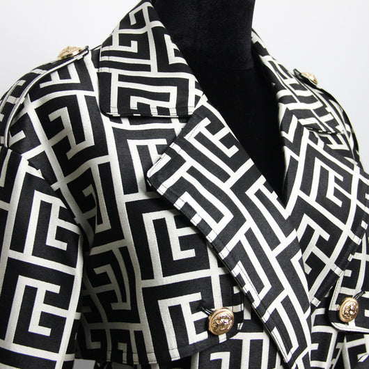 Gabardina Larga Negra Estampada - Image 4