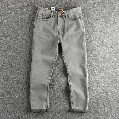 Jeans Gris Cemento Desgastado Estilo Retro para Hombre